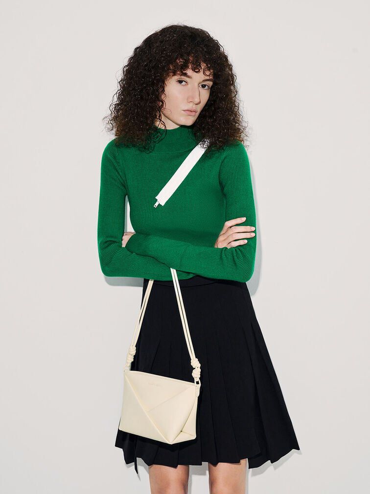 حقيبة كروس بودي ميدوري بتصميم هندسي, كريمي, hi-res