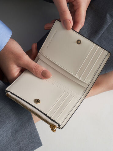 Harmonee Top-Zip Small Wallet, Ivory, hi-res