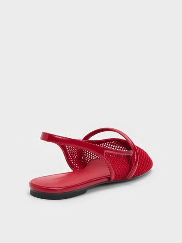 Ellory Mesh Slingback Mary Jane Flats, Red, hi-res