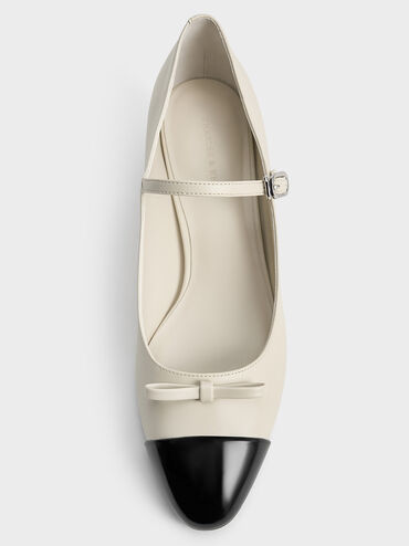 Bow Cap-Toe Mary Jane Pumps, Chalk, hi-res