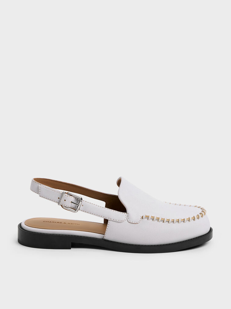 Gale Slingback Loafers, White, hi-res