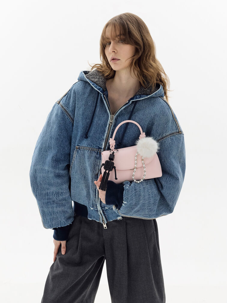 Ivette Woven Robot Bag Charm, Noir, hi-res
