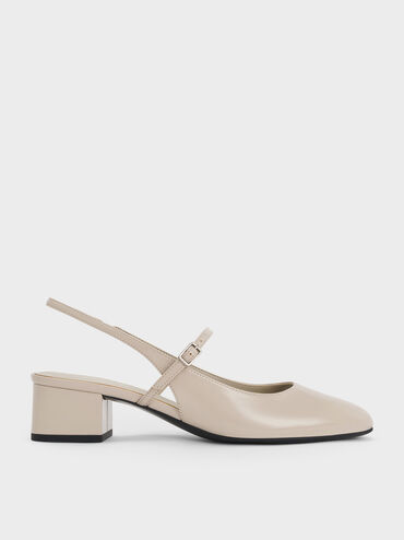 Slingback Mary Jane Pumps, Light Grey, hi-res