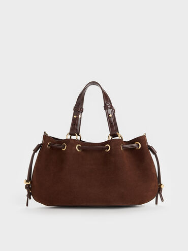 Mini Moxie Drawstring Bucket Bag, Dark Brown, hi-res