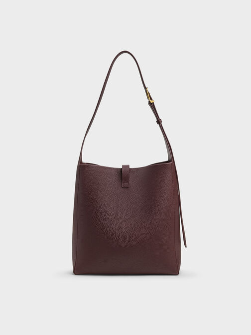 Beryl Belted Hobo Bag, Wineberry Red, hi-res