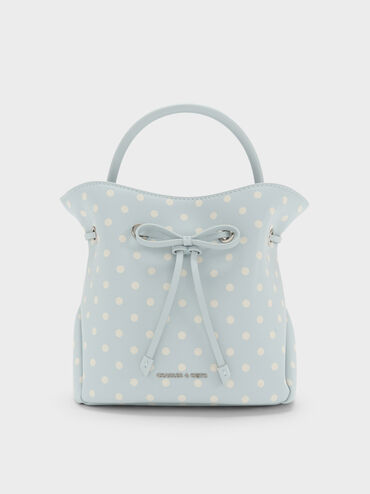Hazel Polka-Dot Bow Bucket Bag, Sea Salt Blue, hi-res