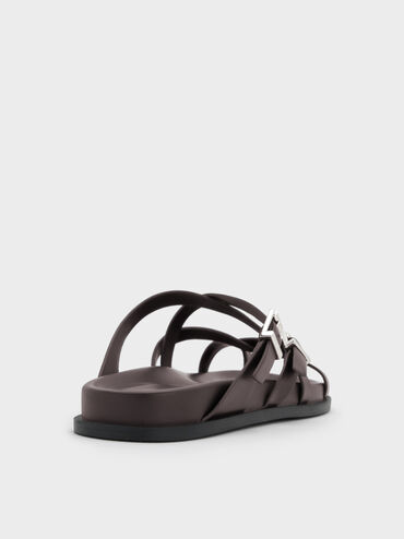 Crossover Toe-Ring Sandals, Burgundy, hi-res