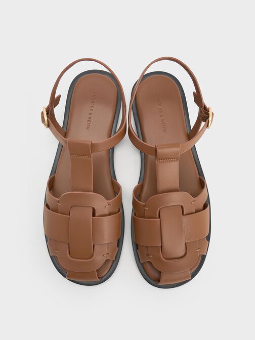 Easley T-Bar Caged Sandals, Caramel, hi-res