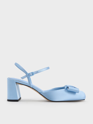 Brantley Bow Ankle-Strap Pumps, Blue, hi-res