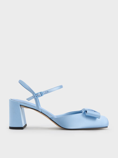 Brantley Bow Ankle-Strap Pumps, Blue, hi-res