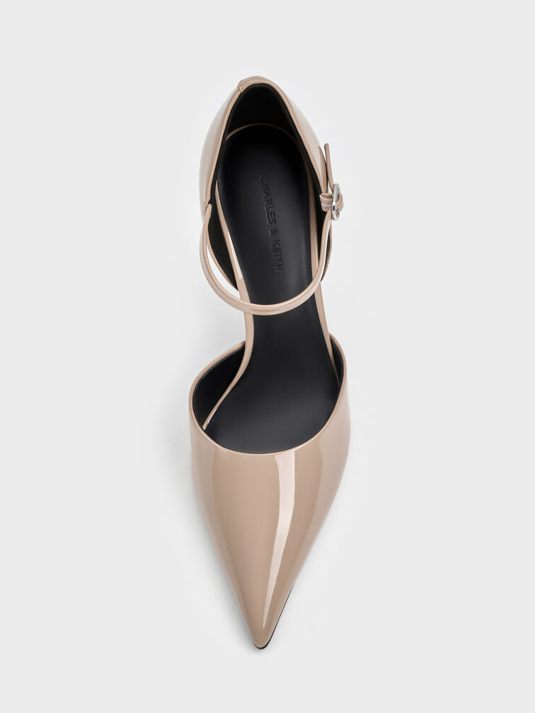 Patent Pointed D'Orsay Stiletto Pumps, Taupe, hi-res