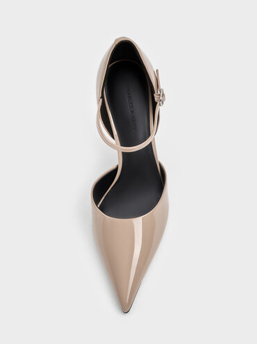Patent Pointed D'Orsay Stiletto Pumps, Taupe, hi-res