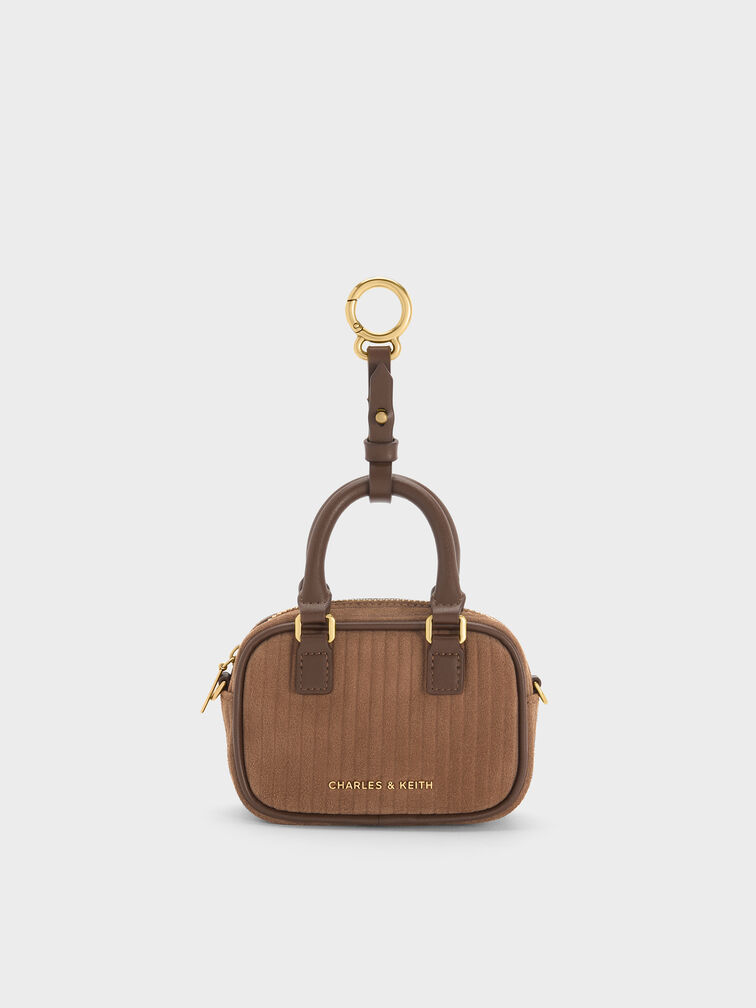Sianna Corduroy Bag Charm, Mocha Brown, hi-res