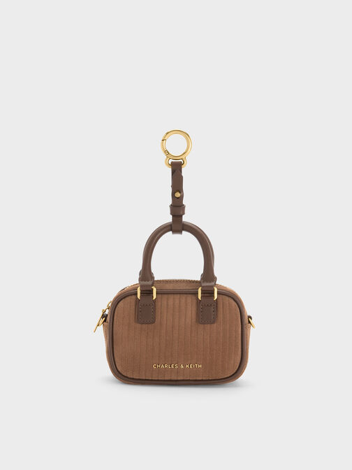 Sianna Corduroy Bag Charm, Mocha Brown, hi-res
