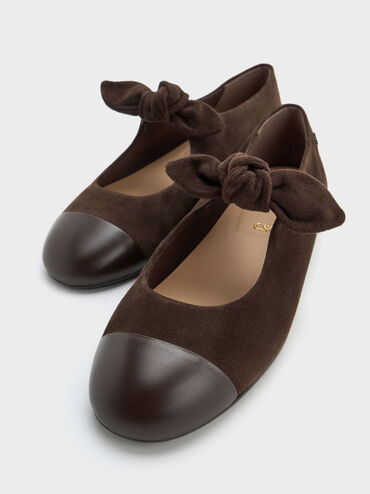 حذاء ماري جاين من الجلد والجلد السويدي, بني محبّب غامق, hi-res