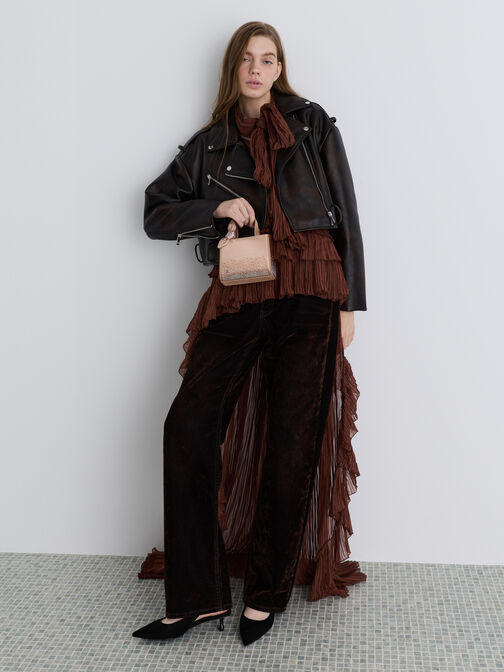 Albany Leather Crystal Mini Bag, Nude, hi-res