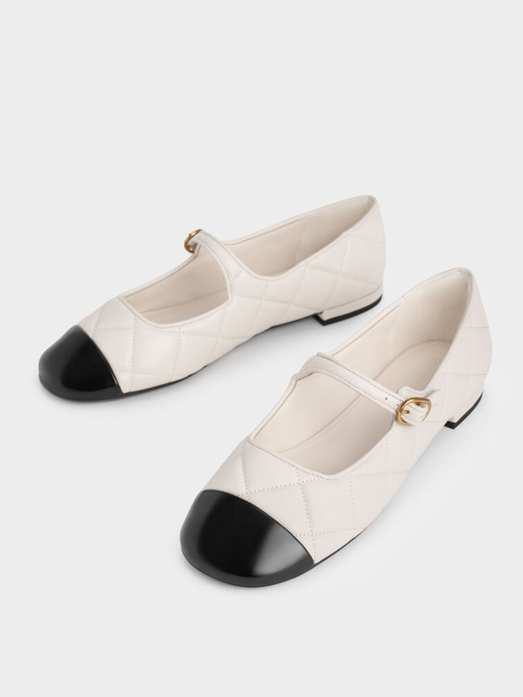 Cap-Toe Quilted Mary Janes, Chalk, hi-res