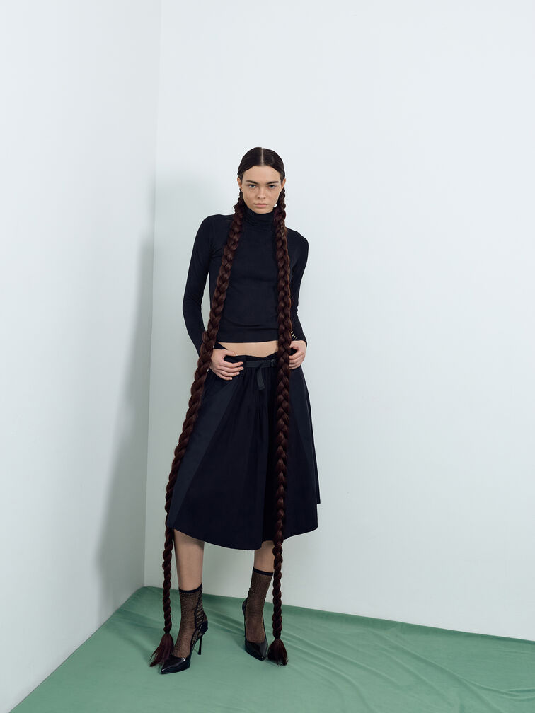 حذاء بكعب عالٍ مفتوح من الخلف من الجلد, صندوق أسود, hi-res