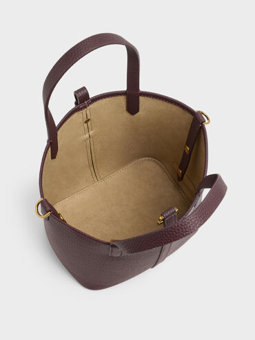 شنطة دلو بريل بجلد معاد تدويره بيد مزدوجة, أحمر توتي فاخر, hi-res