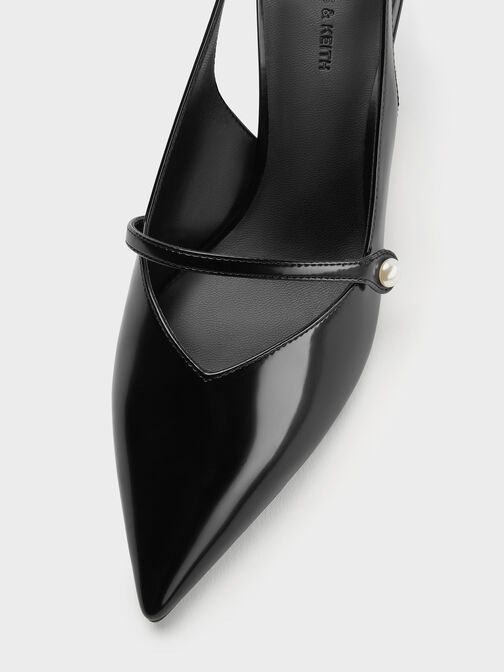 Helena Pearl Slingback Kitten Heels, Black Boxed, hi-res