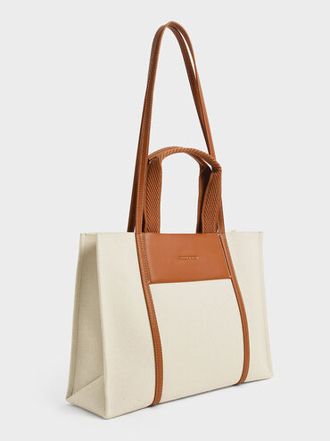 Shalia Canvas Tote Bag, Cognac, hi-res