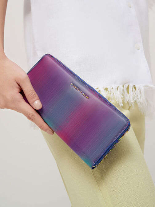 Dulcie Ombre Zip-Around Long Wallet, Peacock, hi-res