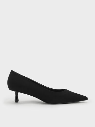 Ruthie Faux Suede Kitten Heels, Black Textured, hi-res