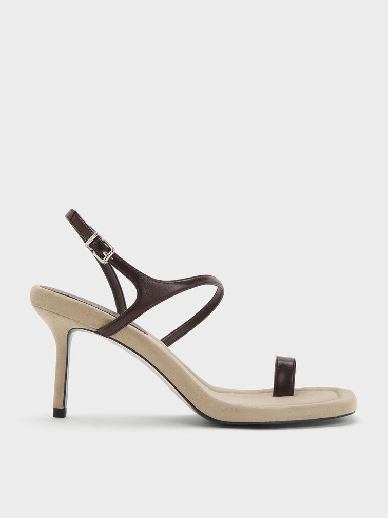 Toe-Ring Stiletto Sandals, Dark Brown, hi-res