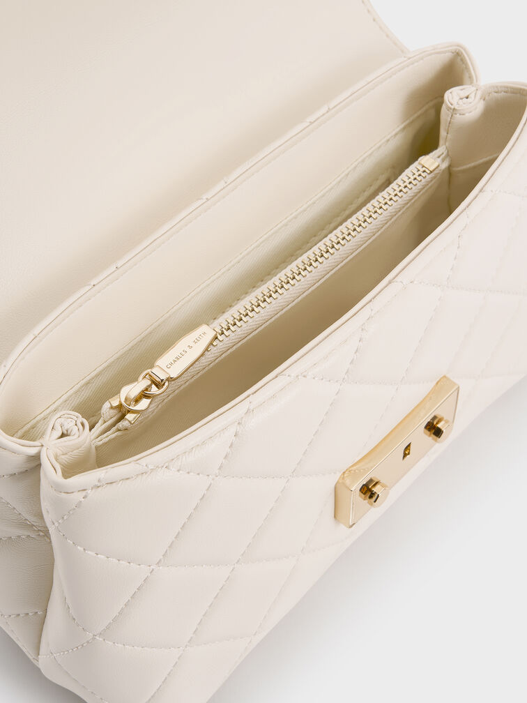 حقيبة ألفا مبطنة بذراع علوي, كريمي, hi-res