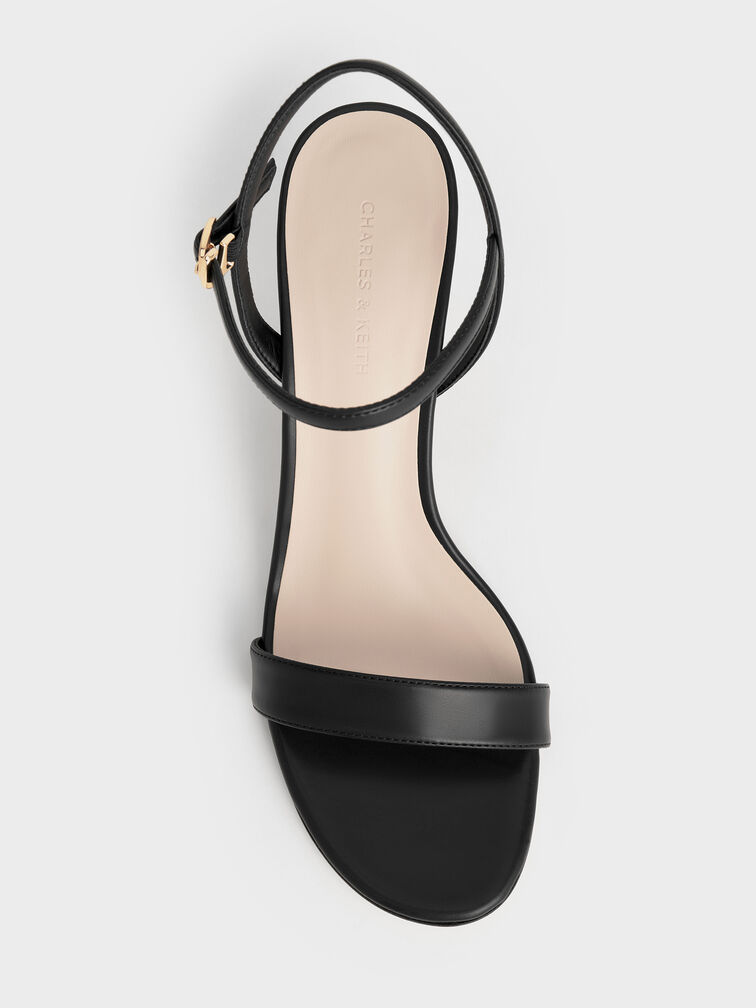 Oleana Clear Trapeze Heel Sandals, Black, hi-res