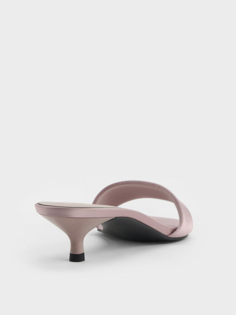 Susie Satin Kitten-Heel Mules, Mauve, hi-res