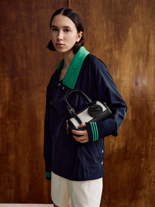 حقيبة بولينج إنولا بقماش ثنائي اللون, أسود, hi-res