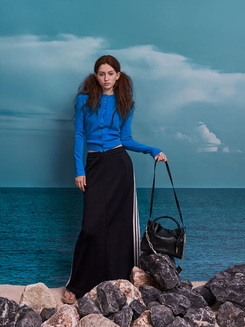 حقيبة حمل صغيرة بسلسلة دلفينا, أسود كلاسيكي, hi-res