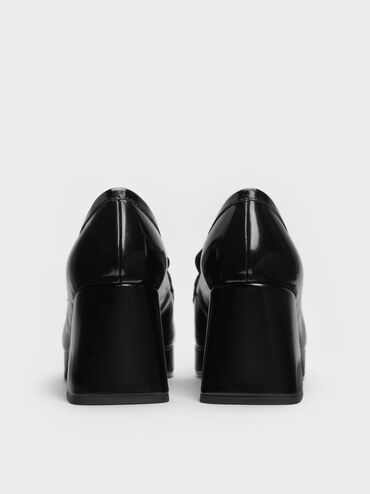 Platform Penny Loafer Pumps, Black Boxed, hi-res