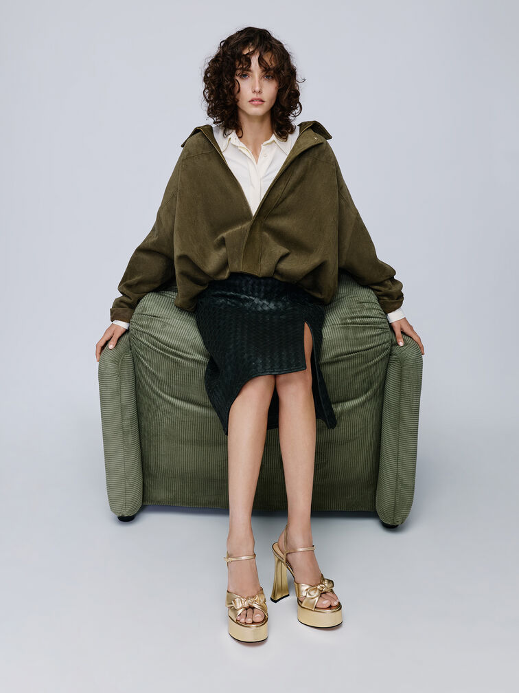 Jayce Leather Platform Sandals, Gold, hi-res