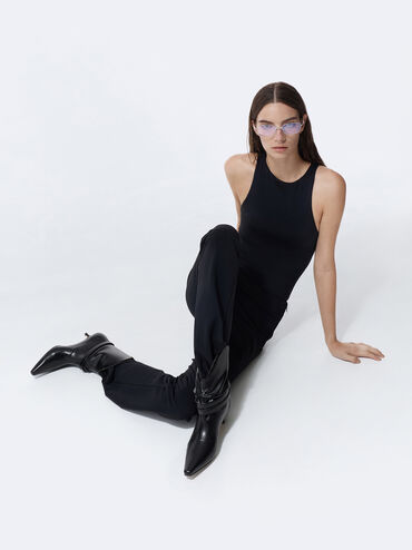 Karter Kitten-Heel Boots, Black, hi-res