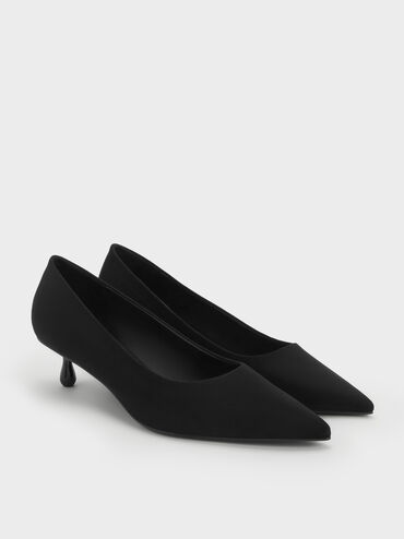 Ruthie Faux Suede Kitten Heels, Black Textured, hi-res