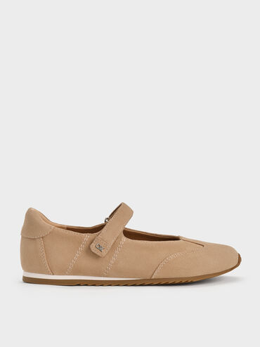Jace Suede Mary Jane Sneakers, Beige, hi-res
