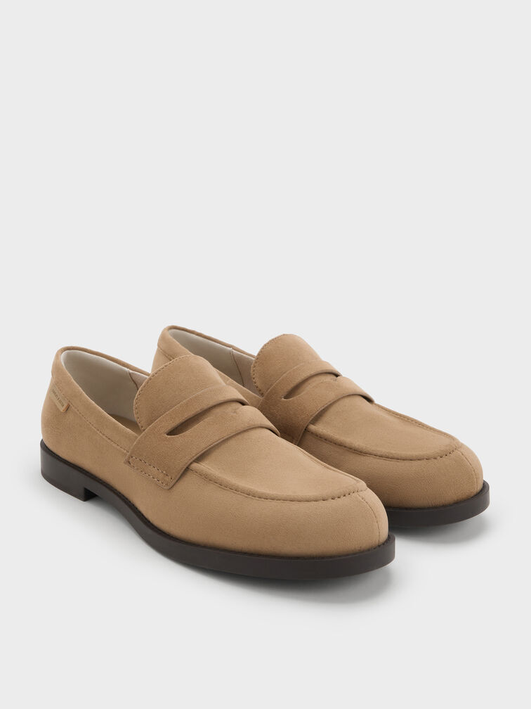 Arven Faux Suede Penny Loafers, Camel, hi-res