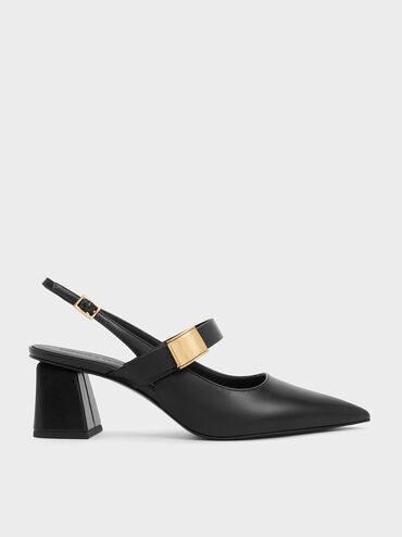 Yvette Mary Jane Slingback Pumps, Black, hi-res
