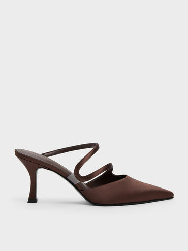 حذاء ميول ساتان أردن بمقدمة مدببة وكعب متموج, بني محبّب غامق, hi-res