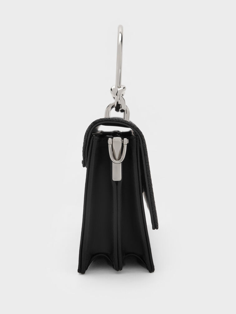 Kristine Glittered Wallet On Chain, Noir, hi-res