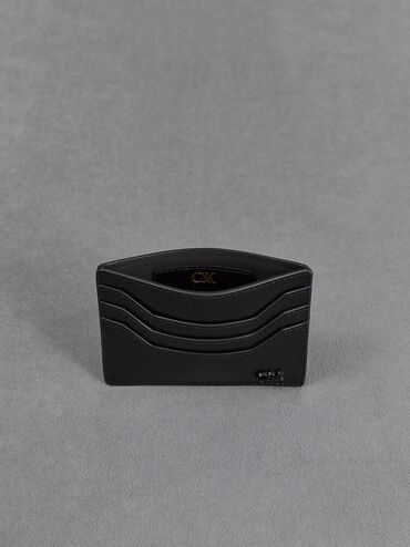 حافظة بطاقات كارلي الجلدية بتصميم متعدد الجيوب, أسود, hi-res