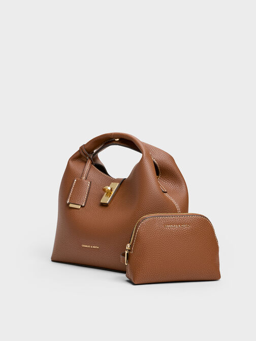 Chance Turn-Lock Bucket Bag, Chocolate, hi-res