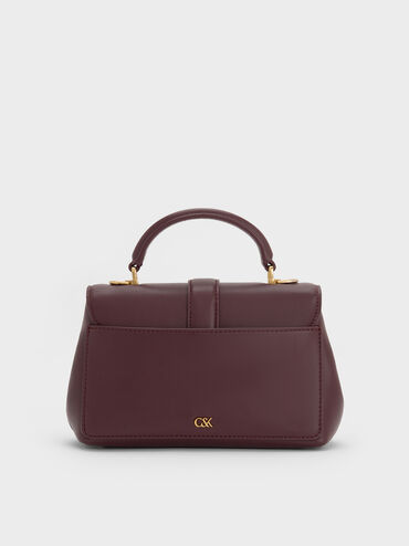Gabine Leather Top Handle Bag, Plum, hi-res