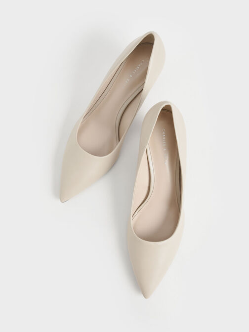 Cammie Metallic-Heel Pumps, Chalk, hi-res