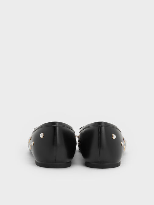 Barbara Bow Pearl-Studded Ballet Flats, Black, hi-res