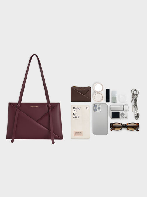 Midori Geometric Tote Bag, Wineberry Red, hi-res