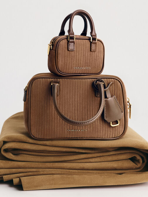 Sianna Corduroy Bag Charm, Mocha Brown, hi-res