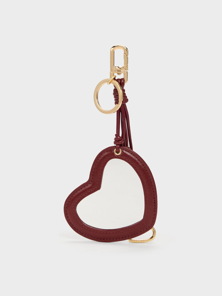 Ciara Heart & Key Charm, Burgundy, hi-res